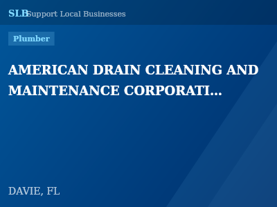 AMERICAN DRAIN CLEANING AND MAINTENANCE CORPORATION — Plumber in DAVIE, FL