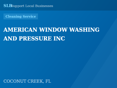 AMERICAN WINDOW WASHING AND PRESSURE INC — Cleaning Service in COCONUT CREEK, FL