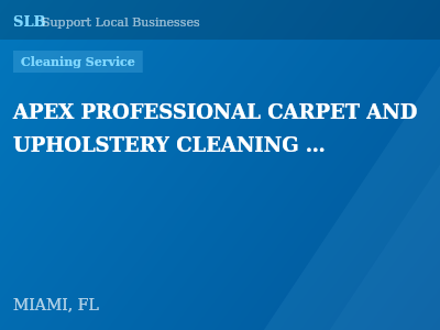 APEX PROFESSIONAL CARPET AND UPHOLSTERY CLEANING SERVICES — Cleaning Service in MIAMI, FL