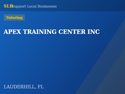 APEX TRAINING CENTER INC — Tutoring in LAUDERHILL, FL
