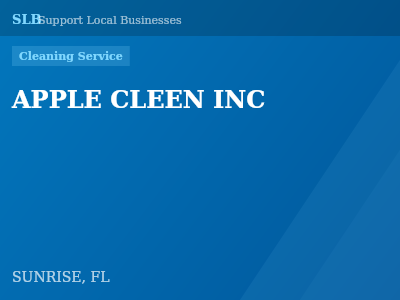 APPLE CLEEN INC — Cleaning Service in SUNRISE, FL