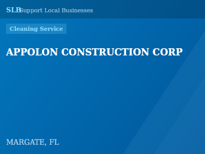 APPOLON CONSTRUCTION CORP — Cleaning Service in MARGATE, FL
