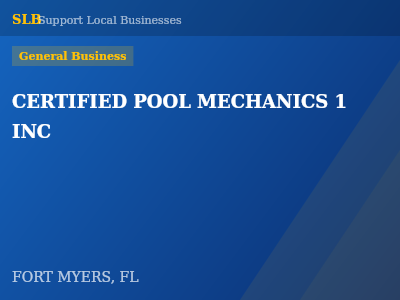 CERTIFIED POOL MECHANICS 1 INC — General Business in FORT MYERS, FL