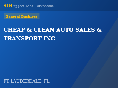 CHEAP & CLEAN AUTO SALES & TRANSPORT INC — General Business in FT LAUDERDALE, FL