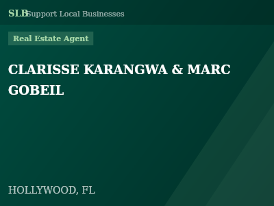 CLARISSE KARANGWA & MARC GOBEIL — Real Estate Agent in HOLLYWOOD, FL