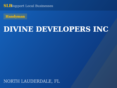 DIVINE DEVELOPERS INC — Handyman in NORTH LAUDERDALE, FL