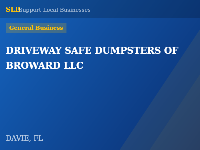 DRIVEWAY SAFE DUMPSTERS OF BROWARD LLC — General Business in DAVIE, FL
