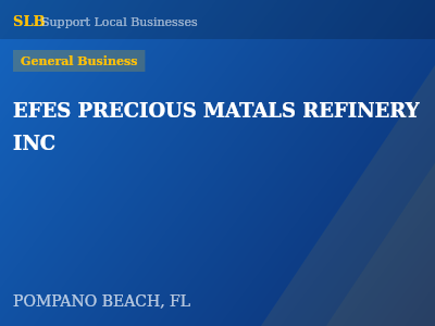 EFES PRECIOUS MATALS REFINERY INC — General Business in POMPANO BEACH, FL