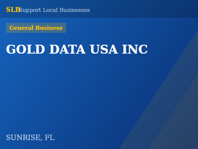GOLD DATA USA INC — General Business in SUNRISE, FL