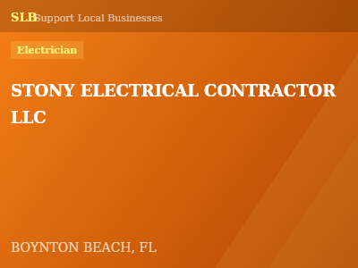 STONY ELECTRICAL CONTRACTOR LLC — Electrician in BOYNTON BEACH, FL