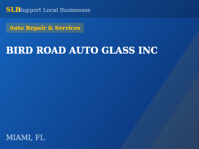 BIRD ROAD AUTO GLASS INC — Auto Repair & Services in MIAMI, FL