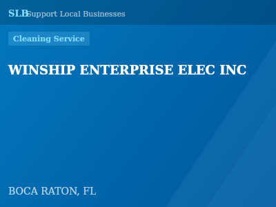 WINSHIP ENTERPRISE ELEC INC — Cleaning Service in BOCA RATON, FL