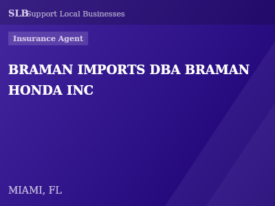 BRAMAN IMPORTS DBA BRAMAN HONDA INC — Insurance Agent in MIAMI, FL
