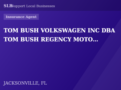 TOM BUSH VOLKSWAGEN INC DBA TOM BUSH REGENCY MOTORS — Insurance Agent in JACKSONVILLE, FL