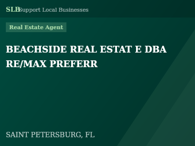 BEACHSIDE REAL ESTAT E DBA RE/MAX PREFERR — Real Estate Agent in SAINT PETERSBURG, FL