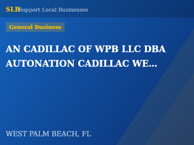 AN CADILLAC OF WPB LLC DBA AUTONATION CADILLAC WEST PALM BEACH — General Business in WEST PALM BEACH, FL