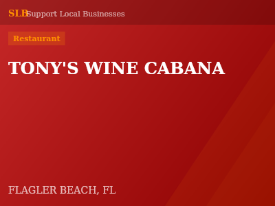 TONY'S WINE CABANA — Restaurant in FLAGLER BEACH, FL