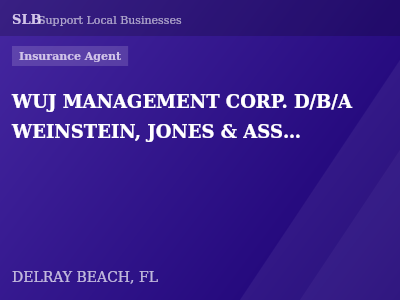 WUJ MANAGEMENT CORP. D/B/A WEINSTEIN, JONES & ASSOCIATES — Insurance Agent in DELRAY BEACH, FL