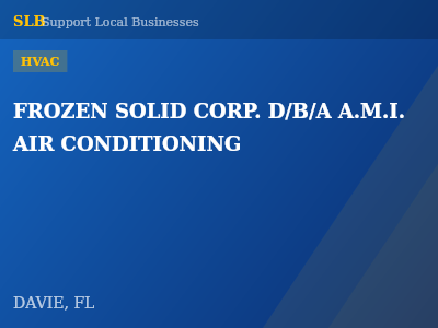 FROZEN SOLID CORP. D/B/A A.M.I. AIR CONDITIONING — HVAC in DAVIE, FL