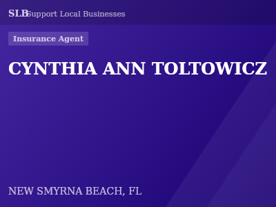 CYNTHIA ANN TOLTOWICZ — Insurance Agent in NEW SMYRNA BEACH, FL