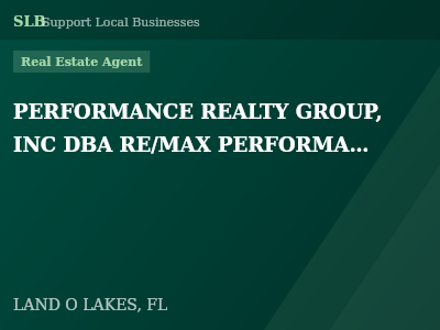 PERFORMANCE REALTY GROUP, INC DBA RE/MAX PERFORMANCE REALTY — Real Estate Agent in LAND O LAKES, FL