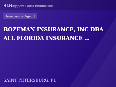 BOZEMAN INSURANCE, INC DBA ALL FLORIDA INSURANCE AGENCY — Insurance Agent in SAINT PETERSBURG, FL