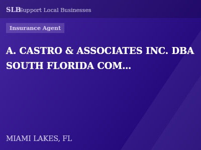 A. CASTRO & ASSOCIATES INC. DBA SOUTH FLORIDA COMMERCIAL INSURANCE PLANNERS — Insurance Agent in MIAMI LAKES, FL