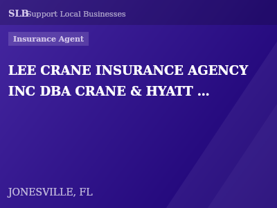 LEE CRANE INSURANCE AGENCY INC DBA CRANE & HYATT INSURANCE — Insurance Agent in JONESVILLE, FL