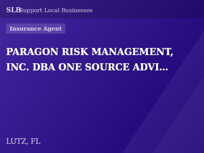 PARAGON RISK MANAGEMENT, INC. DBA ONE SOURCE ADVISORY — Insurance Agent in LUTZ, FL