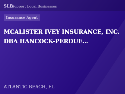 MCALISTER IVEY INSURANCE, INC. DBA HANCOCK-PERDUE INSURANCE — Insurance Agent in ATLANTIC BEACH, FL