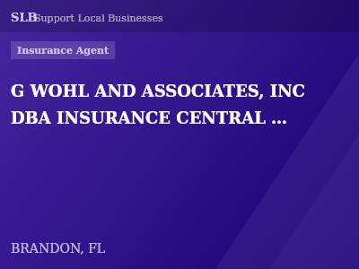 G WOHL AND ASSOCIATES, INC DBA INSURANCE CENTRAL OF TAMPA BAY — Insurance Agent in BRANDON, FL