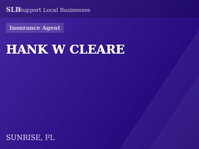 HANK W CLEARE — Insurance Agent in SUNRISE, FL