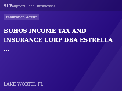 BUHOS INCOME TAX AND INSURANCE CORP DBA ESTRELLA INSURANCE — Insurance Agent in LAKE WORTH, FL