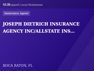 JOSEPH DIETRICH INSURANCE AGENCY INC/ALLSTATE INSURNACE — Insurance Agent in BOCA RATON, FL