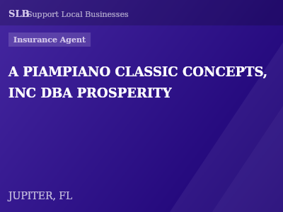 A PIAMPIANO CLASSIC CONCEPTS, INC DBA PROSPERITY — Insurance Agent in JUPITER, FL