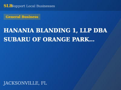 HANANIA BLANDING 1, LLP DBA SUBARU OF ORANGE PARK DBA HANANIA SUBARU — General Business in JACKSONVILLE, FL