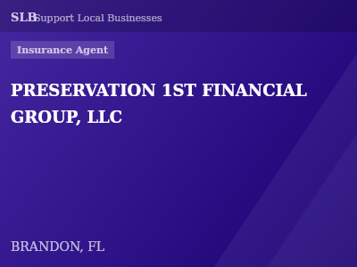 PRESERVATION 1ST FINANCIAL GROUP, LLC — Insurance Agent in BRANDON, FL