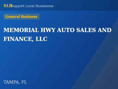 MEMORIAL HWY AUTO SALES AND FINANCE, LLC — General Business in TAMPA, FL
