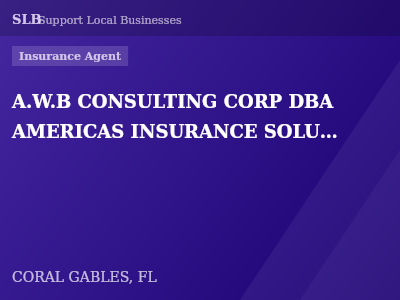 A.W.B CONSULTING CORP DBA AMERICAS INSURANCE SOLUTIONS — Insurance Agent in CORAL GABLES, FL