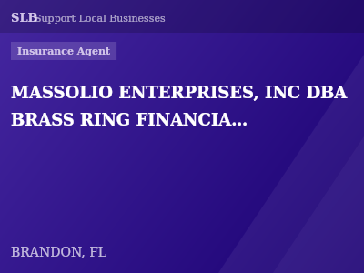 MASSOLIO ENTERPRISES, INC DBA BRASS RING FINANCIAL SOLUTIONS — Insurance Agent in BRANDON, FL