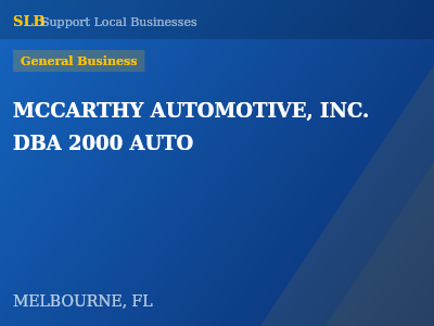 MCCARTHY AUTOMOTIVE, INC. DBA 2000 AUTO — General Business in MELBOURNE, FL