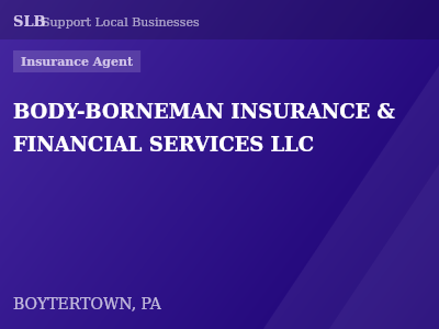 BODY-BORNEMAN INSURANCE & FINANCIAL SERVICES LLC — Insurance Agent in BOYTERTOWN, PA