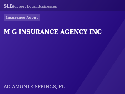 M G INSURANCE AGENCY INC — Insurance Agent in ALTAMONTE SPRINGS, FL