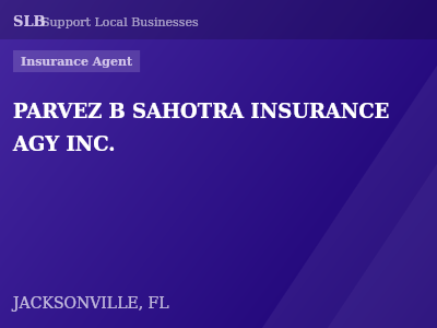 PARVEZ B SAHOTRA INSURANCE AGY INC. — Insurance Agent in JACKSONVILLE, FL