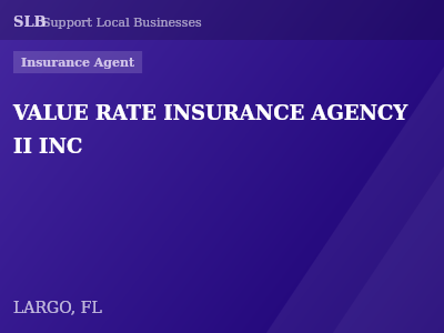 VALUE RATE INSURANCE AGENCY II INC — Insurance Agent in LARGO, FL