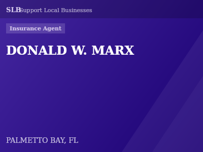 DONALD W. MARX — Insurance Agent in PALMETTO BAY, FL