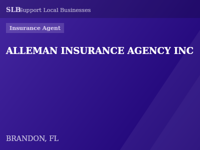 ALLEMAN INSURANCE AGENCY INC — Insurance Agent in BRANDON, FL