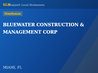 BLUEWATER CONSTRUCTION & MANAGEMENT CORP — Handyman in MIAMI, FL