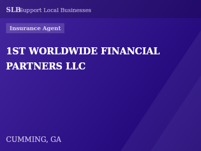 1ST WORLDWIDE FINANCIAL PARTNERS LLC — Insurance Agent in CUMMING, GA