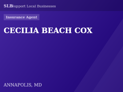 CECILIA BEACH COX — Insurance Agent in ANNAPOLIS, MD
